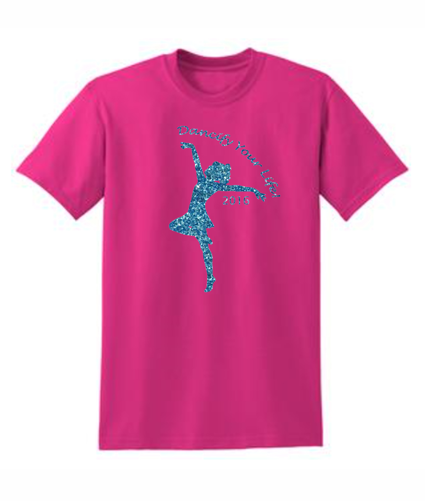 Gildan Dancify Dancer Blue Glitter Pink Tee