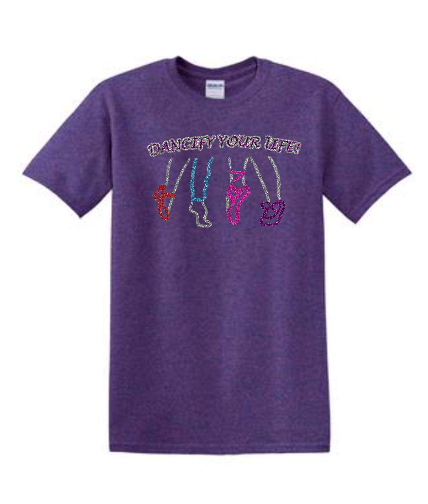Gildan Dancify Shoes Glitter Outlined Lilac Tee