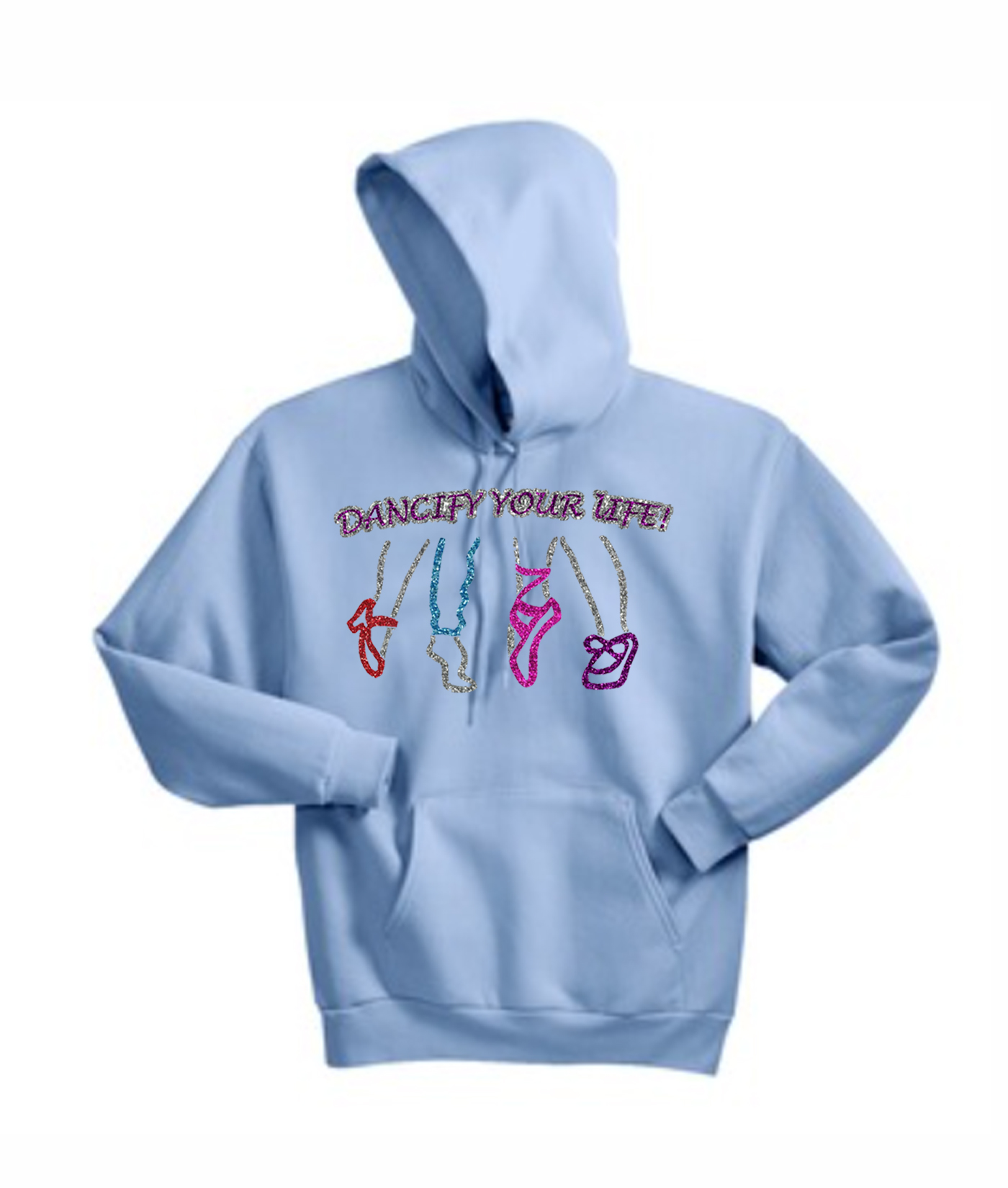 Hanes Dancify Shoes Glitter Outlined Blue Hoodie