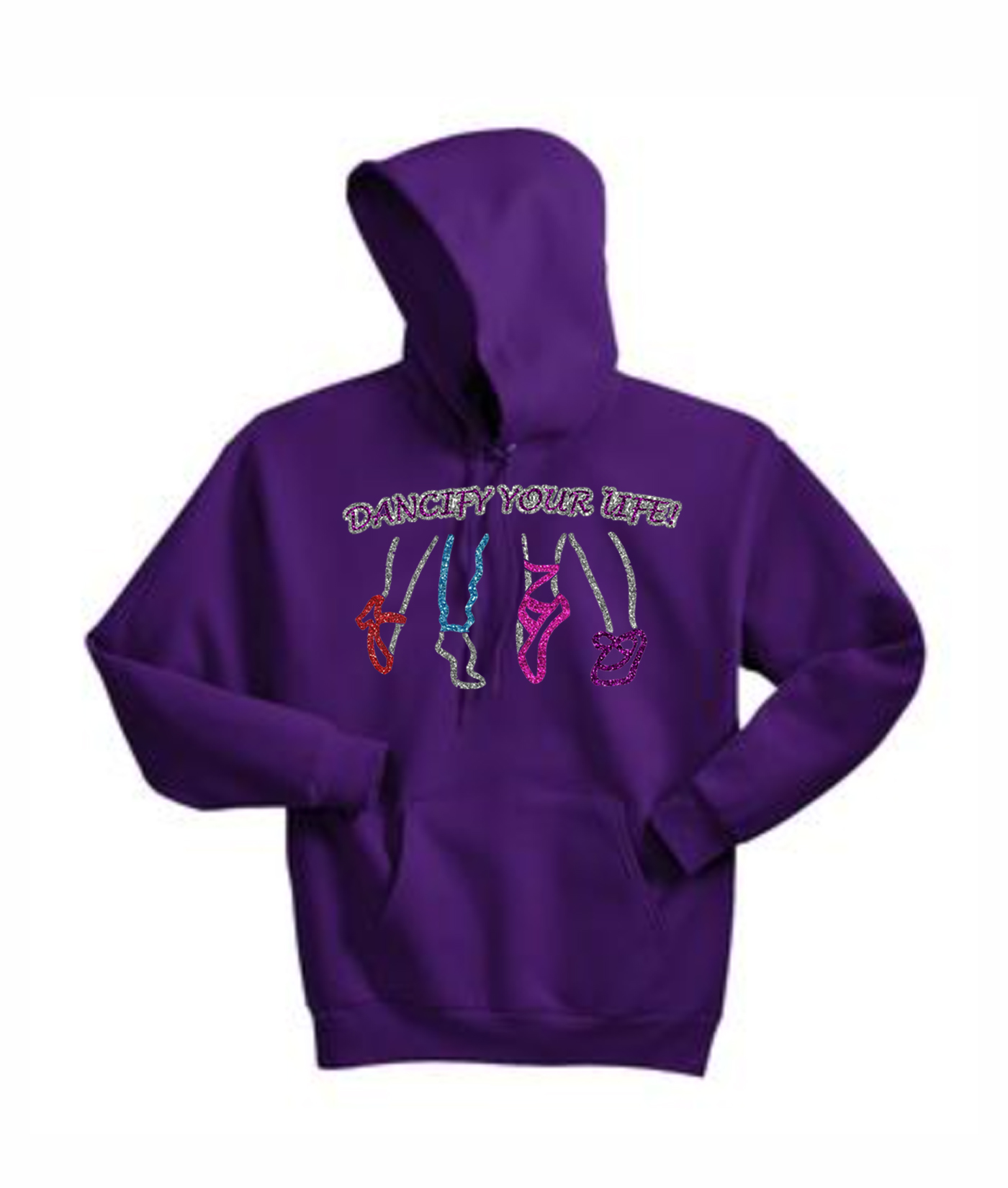 Hanes Dancify Shoes Glitter Outlined Purple Hoodie