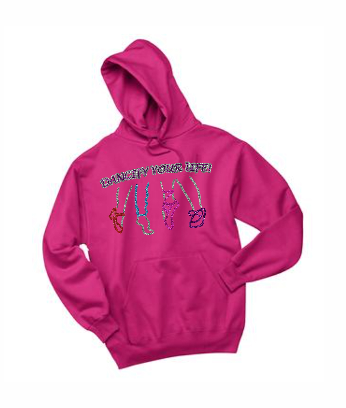 Jerzees Dancify Shoes Glitter Outlined Pink Hoodie