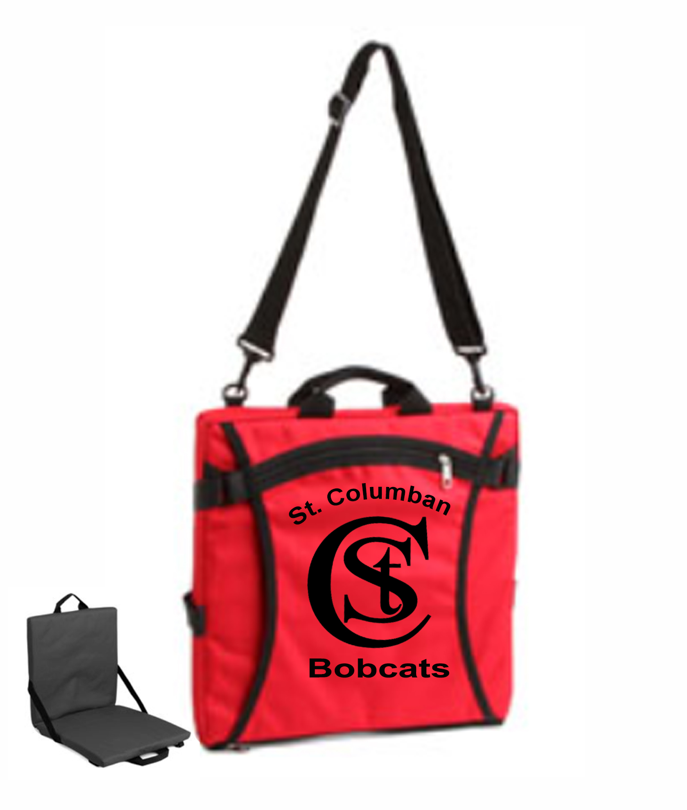 Red Padded Stadium Seat with Carrying Strap STC Logo