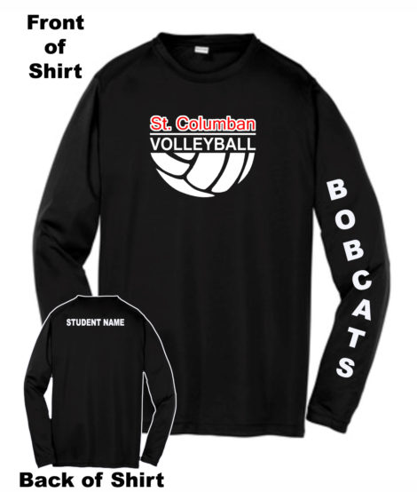 Volleyball Warm Up Shirt, Long Sleeve Performance T-shirt, St. Columban ...