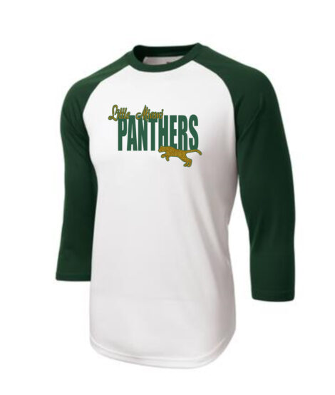 LM Panther 3_4 Sleeve ST205 White Green Tee Green Yellow GLITTER