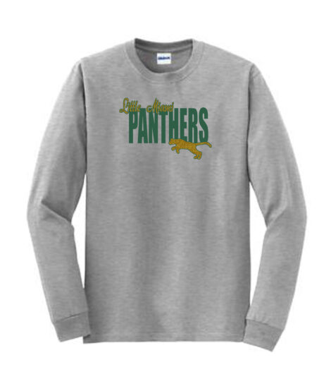 LM Panther Long Sleeve Grey Tee Green Yellow GLITTER
