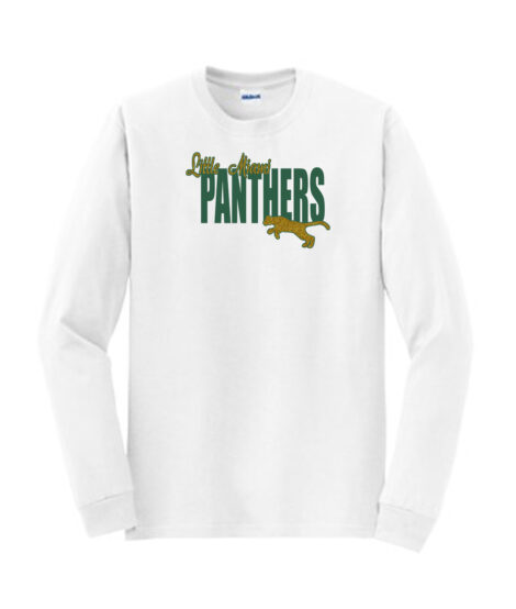 LM Panther Long Sleeve White Tee Green Yellow GLITTER