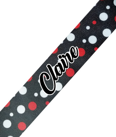 Black with Red White Dots Cursive