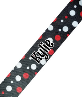 Black with Red White Dots Print