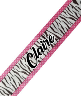 Pink Stripe with Zebra Cursive