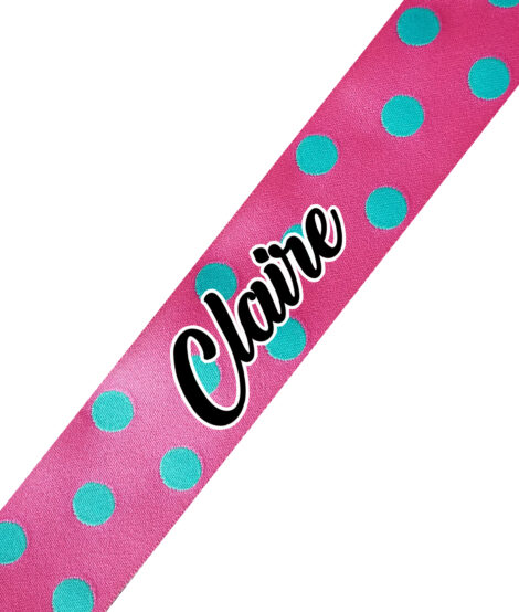 Pink with Blue Dots Cursive