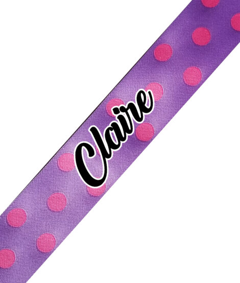 Purple with Pink Dots Cursive