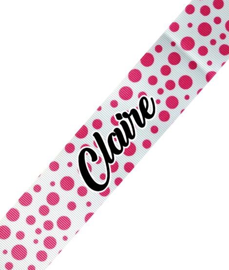 White with Small Multi Size Pink Dots Cursive